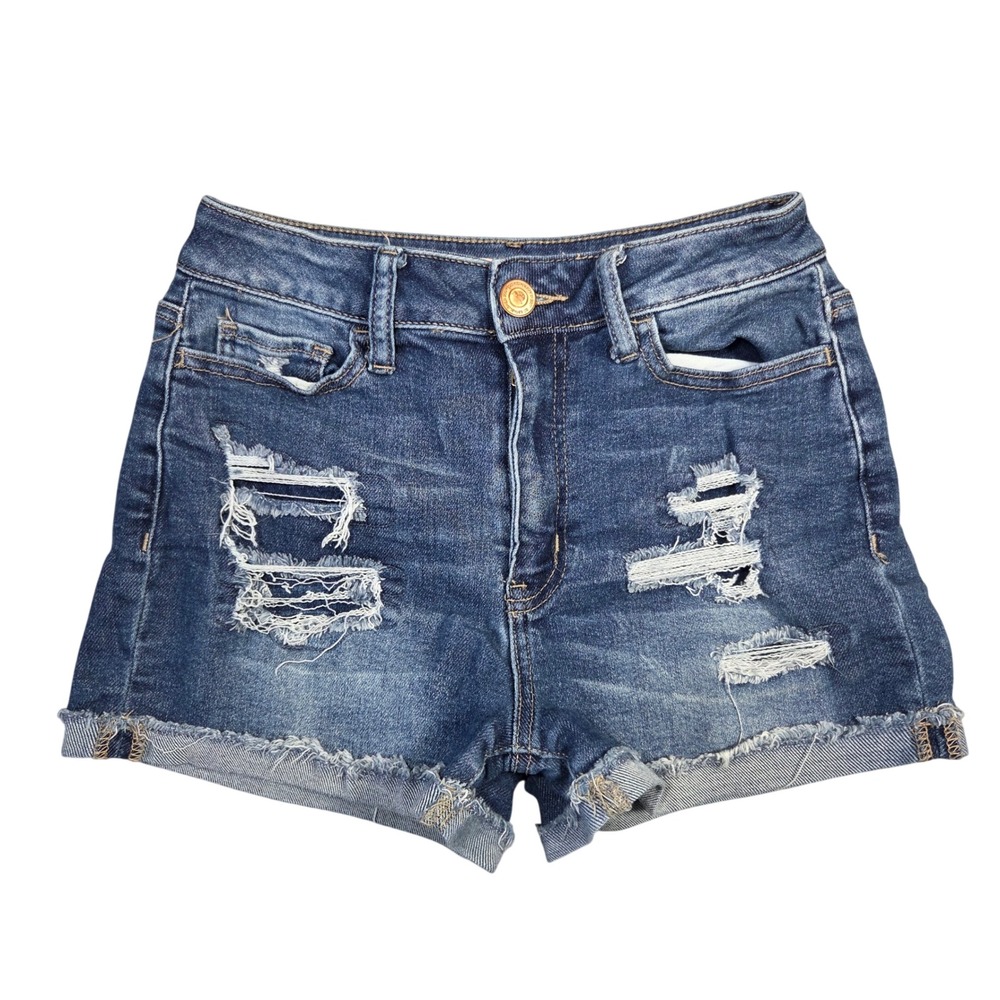 SO Jeans Super High Rise Curvy Denim Shorts Womens Size 27 Ripped Frayed Preppy